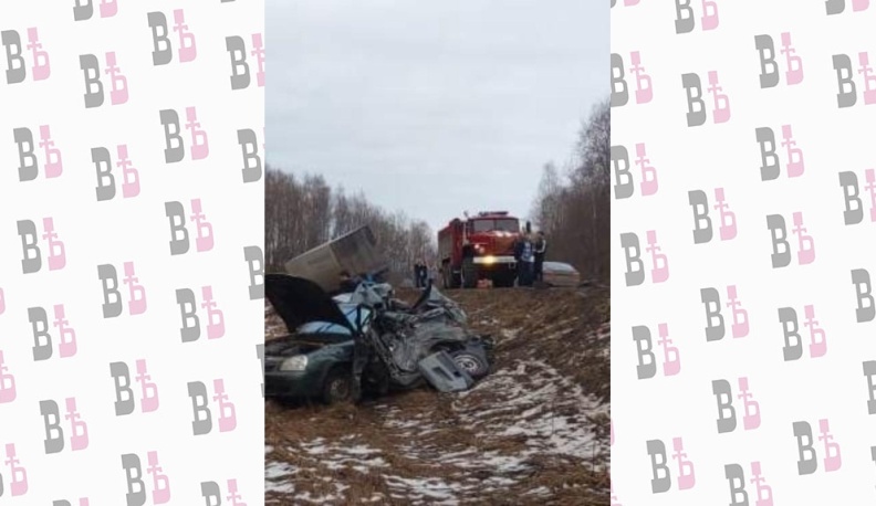 В Ферзиковском районе "Приора" и грузовик ушли в кювет из-за столкновения