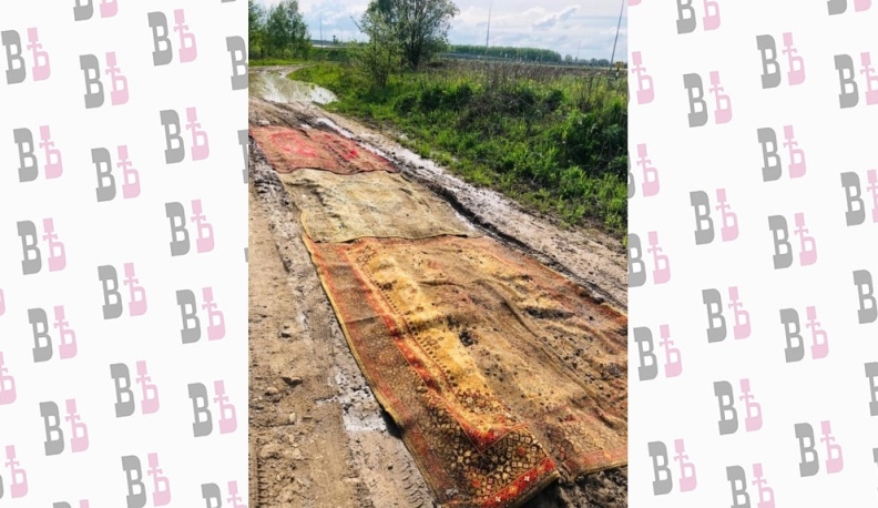 Дорогу к дачам выстелили коврами