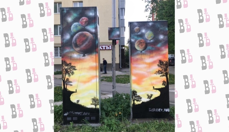 В Калуге распределительные шкафы связи украсили граффити