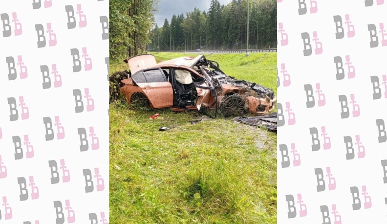 В Калужской области «БМВ» на полном ходу влетел в столб