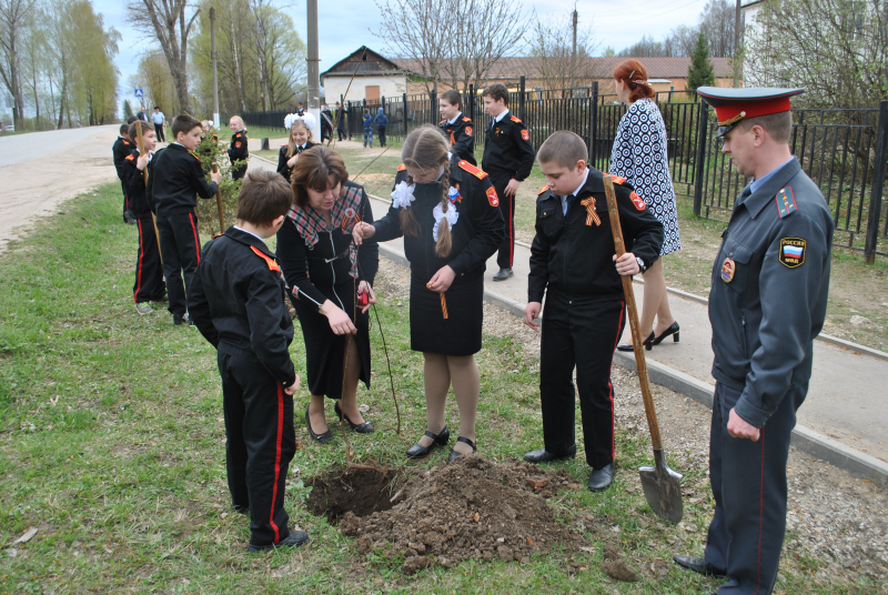 кадетский класс школы № 3 за посадкой деревьев.jpg