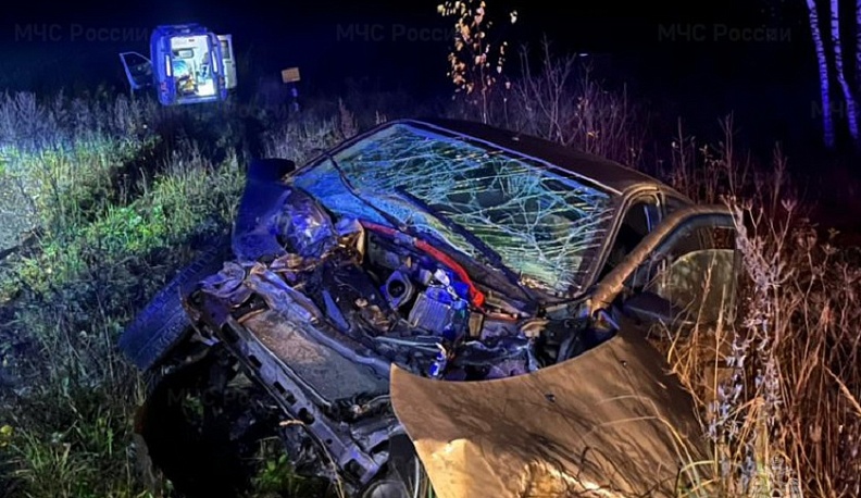 ДТП в Ферзиковском районе привело к опрокидыванию автомобиля