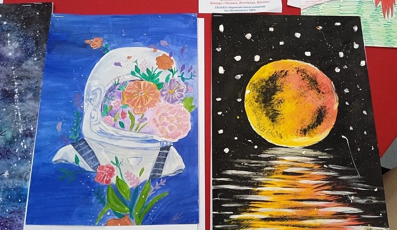 В калужской библиотеке для слепых им. Н. Островского работает конкурсная выставка детского рисунка «Человек. Вселенная. Космос»