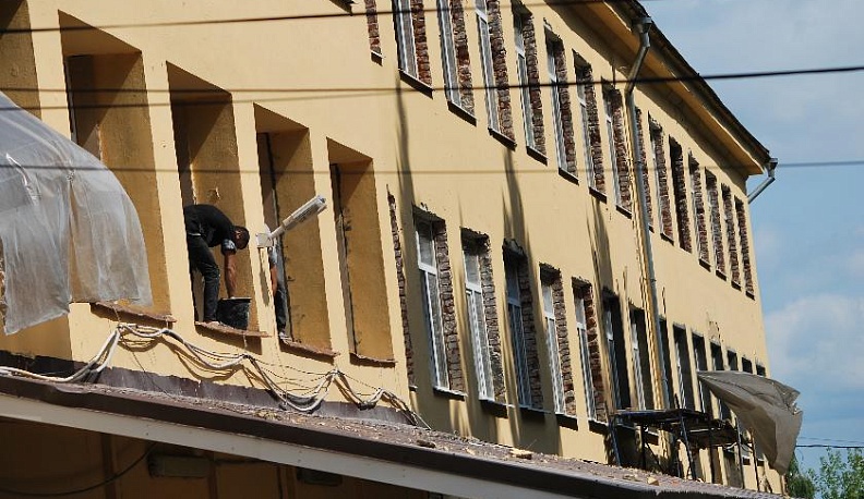 В школе №1 Тарусы идет капитальный ремонт