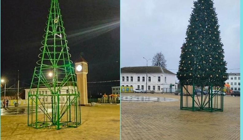 На центральной площади в Медыни установили Новогоднюю ёлку