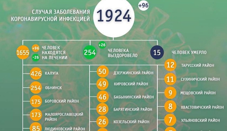 В Калужской области излечились от коронавируса ещё 26 пациентов