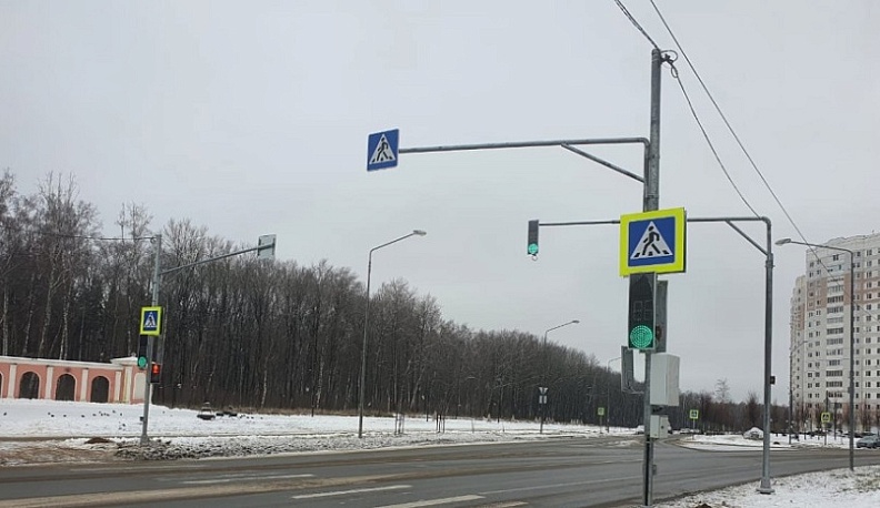 На пешеходном переходе к Губернскому парку в Калуге появился светофор с кнопкой вызова