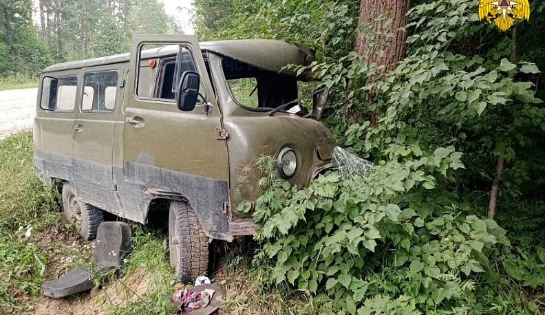 В Калужской области УАЗ съехал в кювет и угодил в дерево