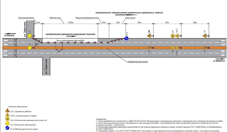 На Правобережье Калуги на пять дней частично перекрыли проезд по Тульскому шоссе 