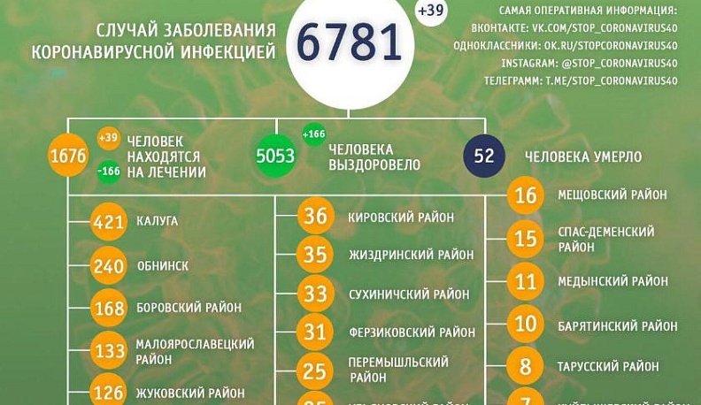 За сутки в Калужской области выписали 166 пациентов, излечившихся от COVID-19