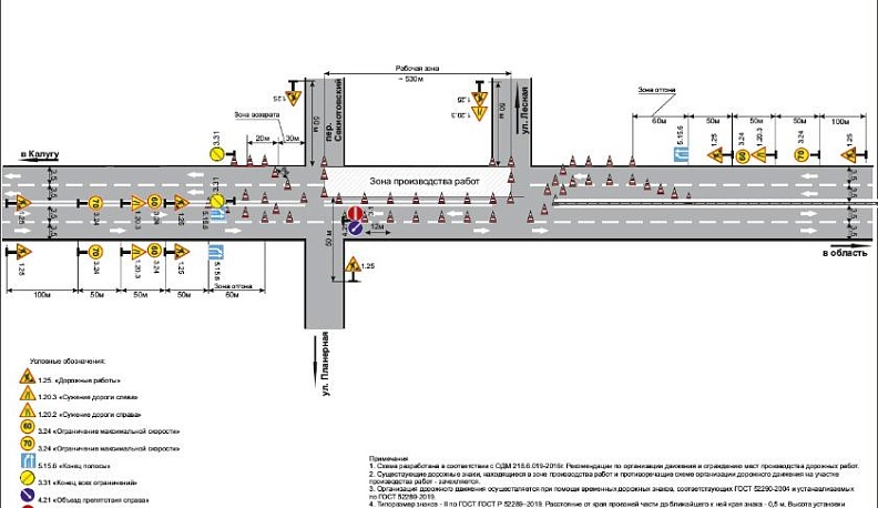 В Калуге ограничат движение транспорта на участке от Секиотовского кольца до Колюпанова