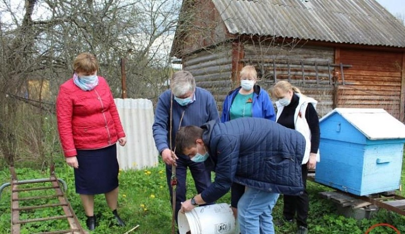 В Калужской области волонтеры высадили цветы у дома ветерана