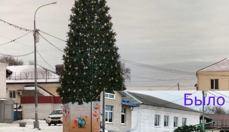 В Медыни ветер снёс новогоднюю ель на центральной площади