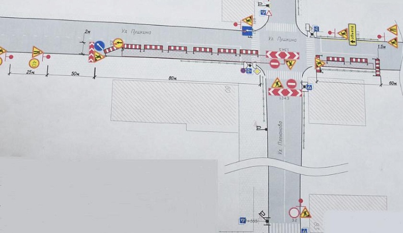 Улицу Пушкина в Калуге на сутки перекроют для транспорта