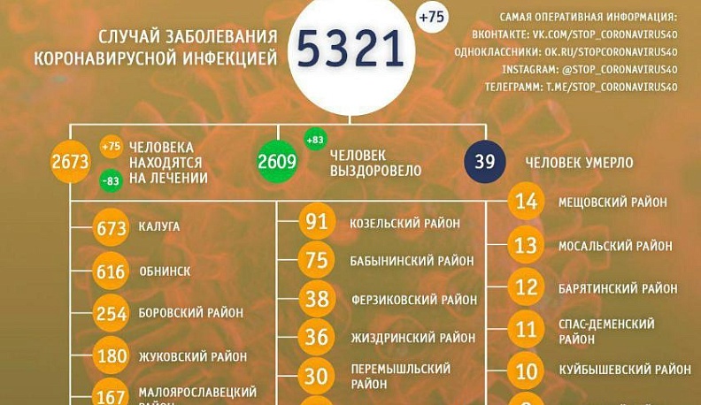 В Калужской области снова выздоровевших от короновируса больше, чем заболевших