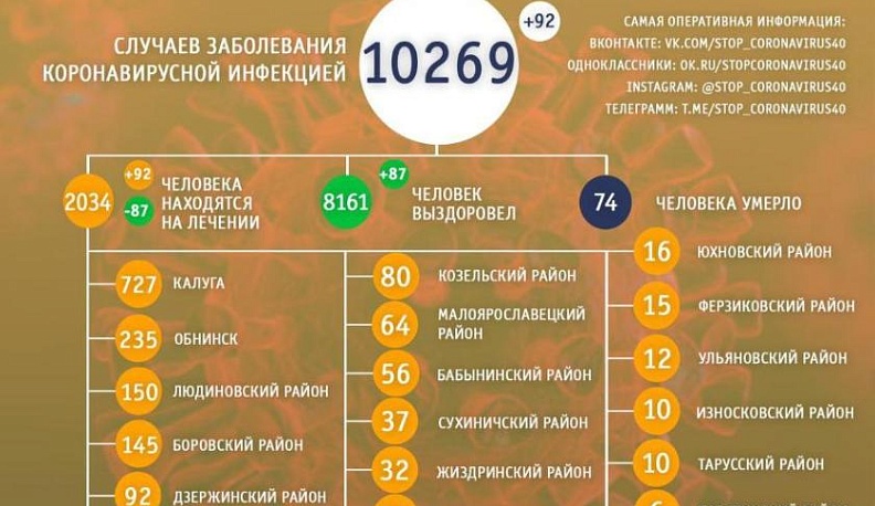 В Калужской области озвучили статистику по коронавирусу