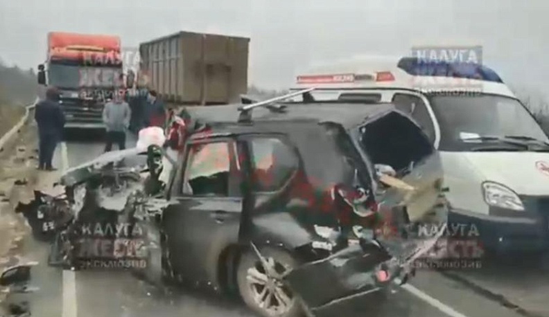 В Калужской области на трассе фура смяла легковушку