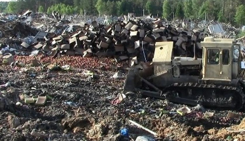 30 тонн персиков и яблок отправили под гусеницы бульдозера