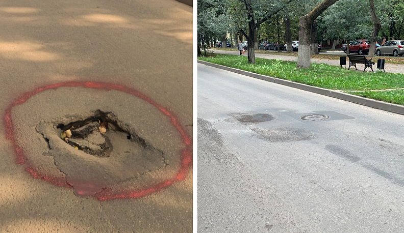 В Калуге после обращения в соцсетях залатали яму в дороге