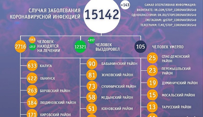 За сутки от коронавируса выздоровело 217 жителей Калужской области