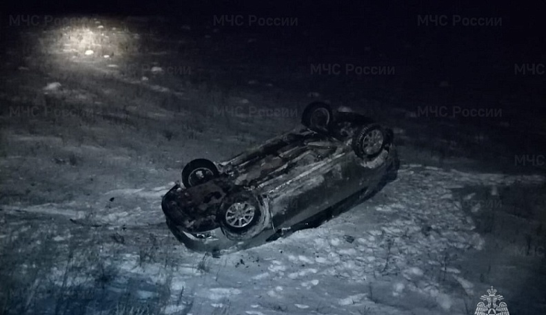 В Калужской области иномарка съехала в кювет