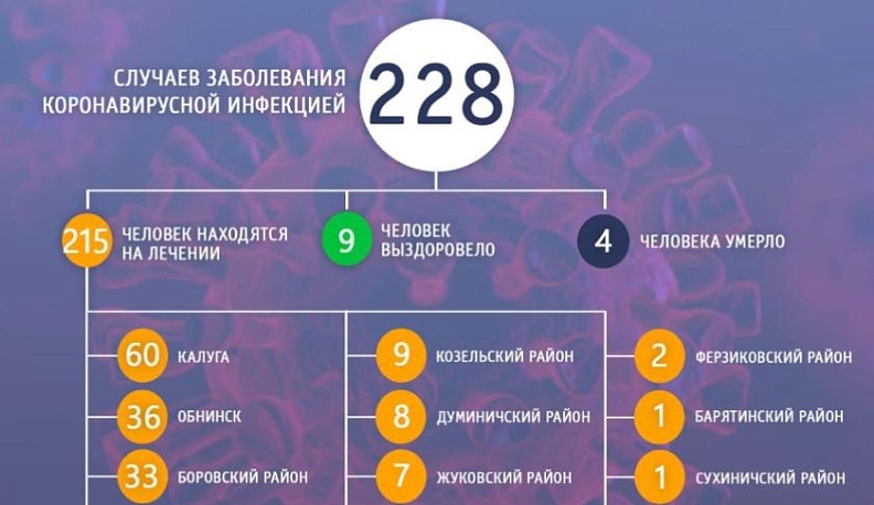 В Калужской области зафиксированы 4 смерти от коронавируса