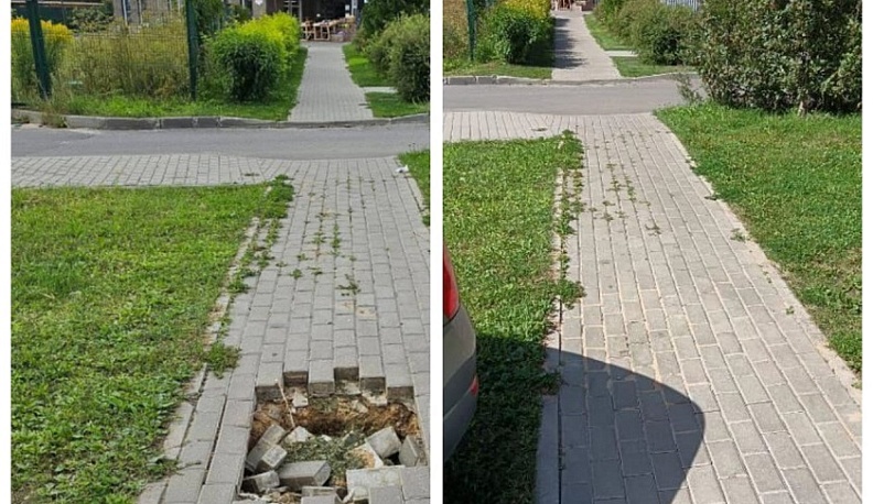 После обращений граждан в интернете в Обнинске убрали мусор и восстановили тротуар