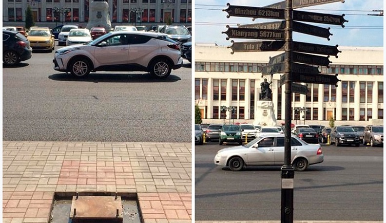 В Калуге у Гостиных рядов восстановили столб с указателями городов-партнёров