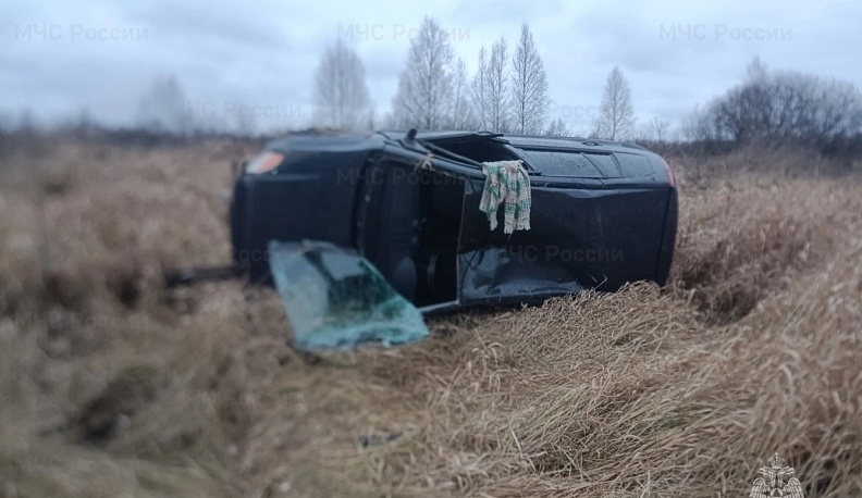 В Калужской области водитель «Форда» не справился с управлением и вылетел в кювет