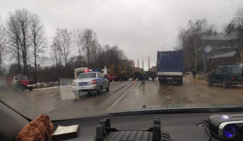 В Юхновском районе столкнулись внедорожник и лесовоз 