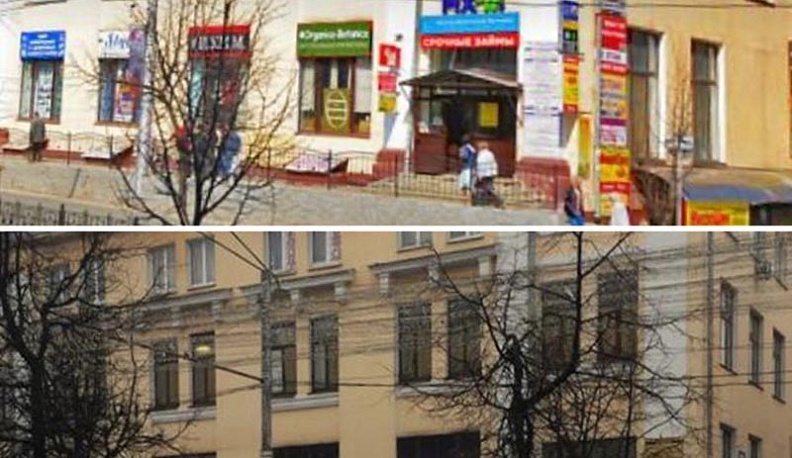 В центре Калуги здания очищают от броской рекламы