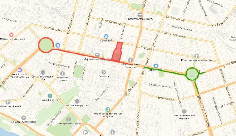 На четыре дня центр Калуги частично закроют для транспорта